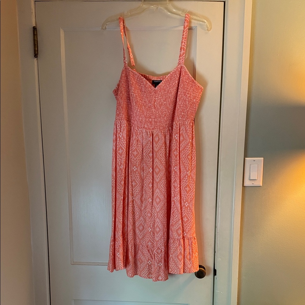Torrid Coral Patterned Midi Dress